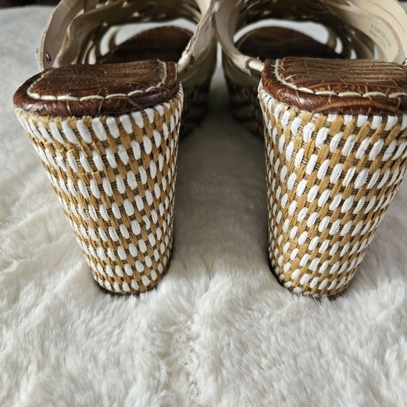 Sam Edelman Devon Ivory Leather Wedge Shoes Sz 9.5 Medium Platform Espadrille - Picture 5 of 7